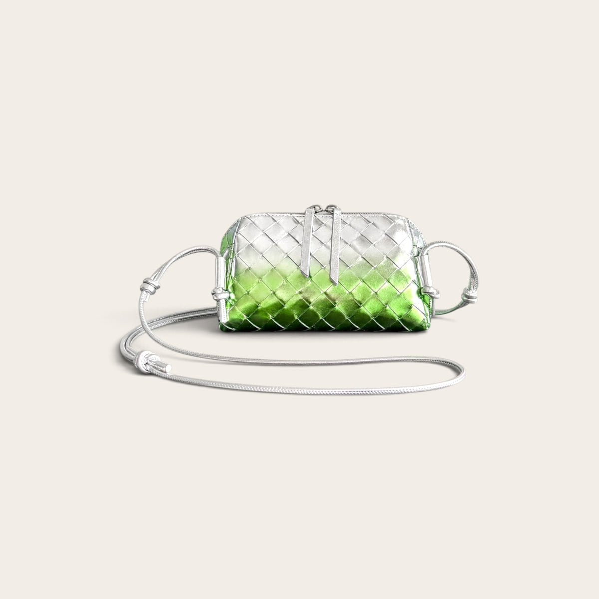 Bottega Veneta Concert Pouch Silver Fresh Mint