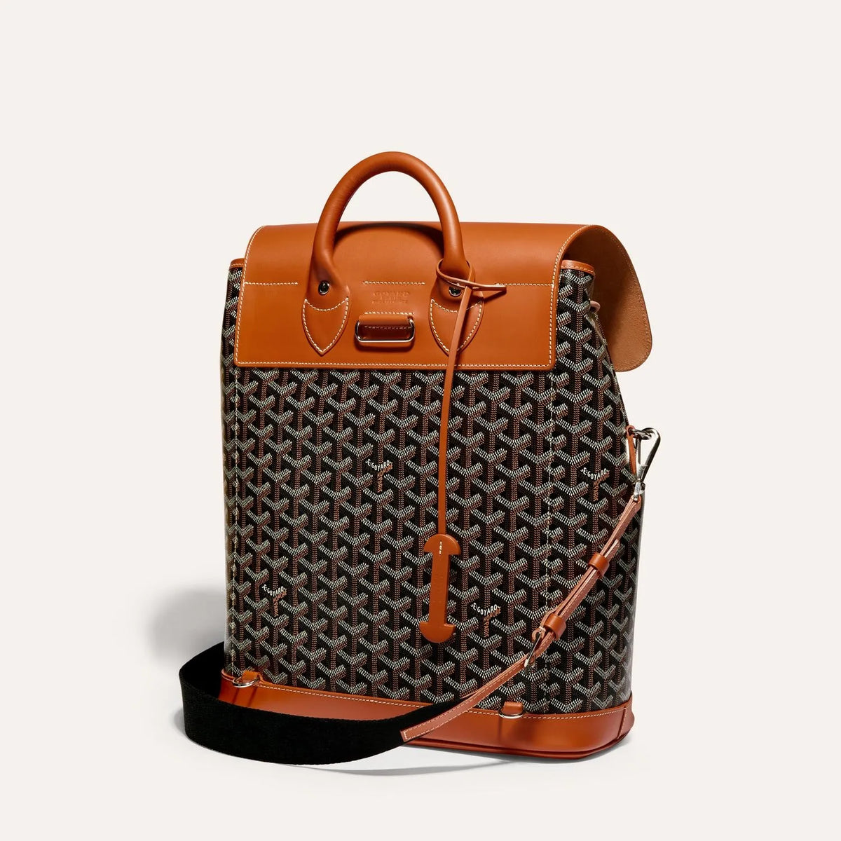 Goyard Alpin MM Backpack in Black & Tan, view 3