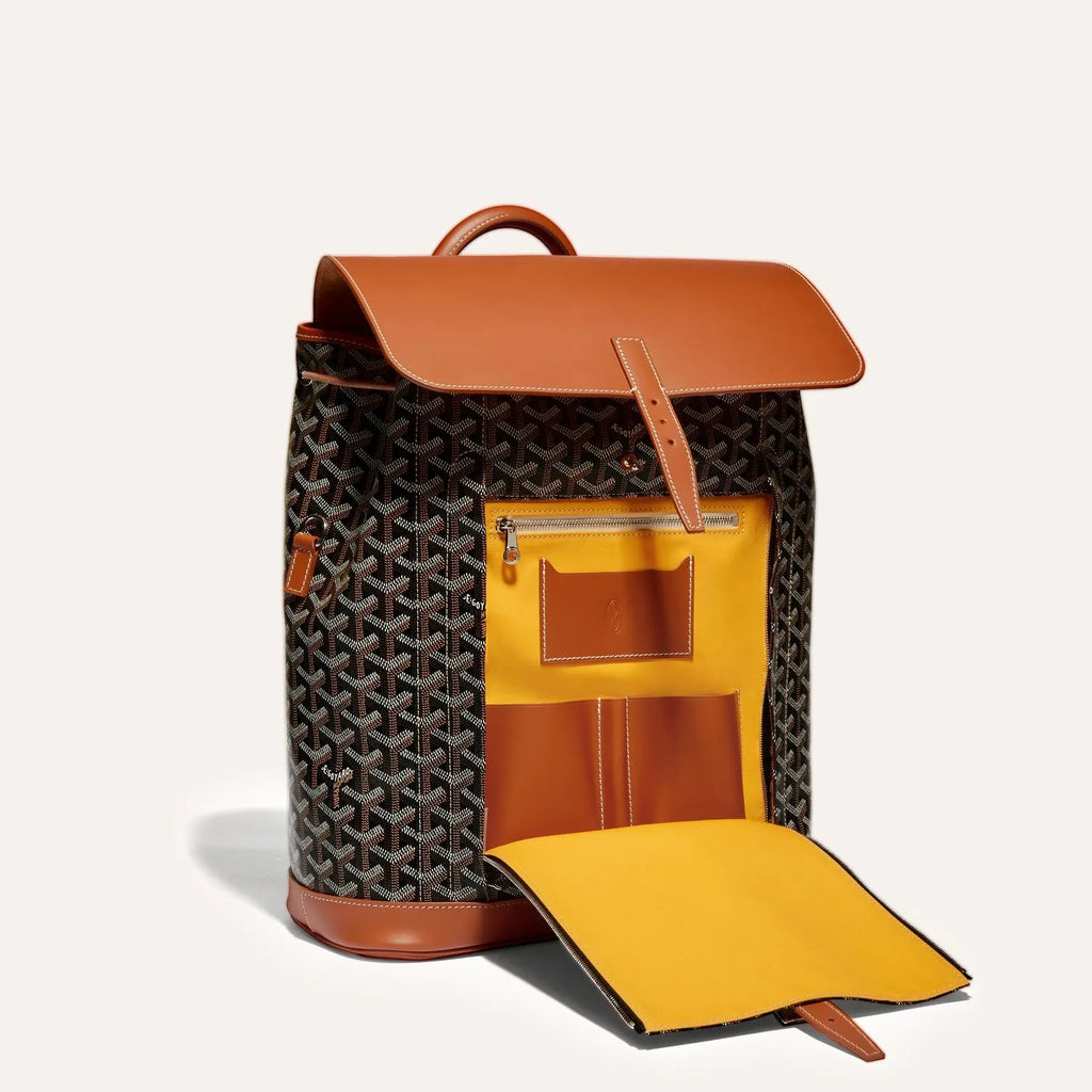 Goyard Alpin MM Backpack in Black & Tan, view 5