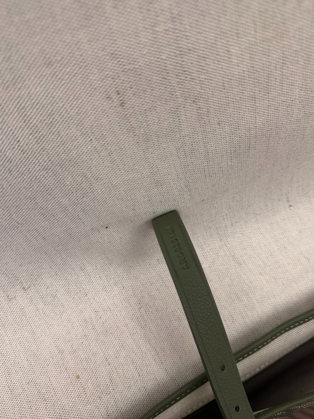 Goyard green messenger bag interior leather detail