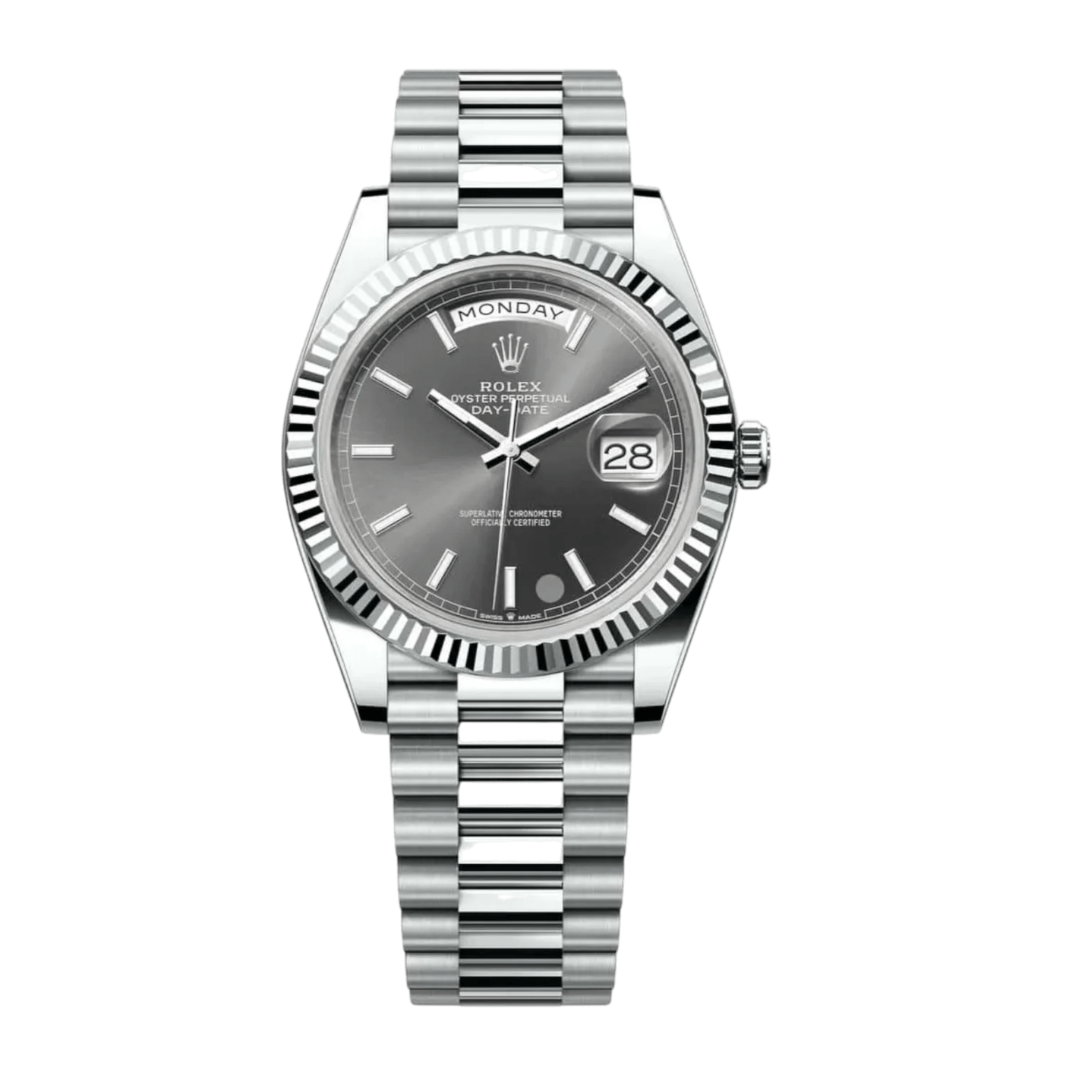 Day-Date 40 mm Stainless Steel Grey Dial