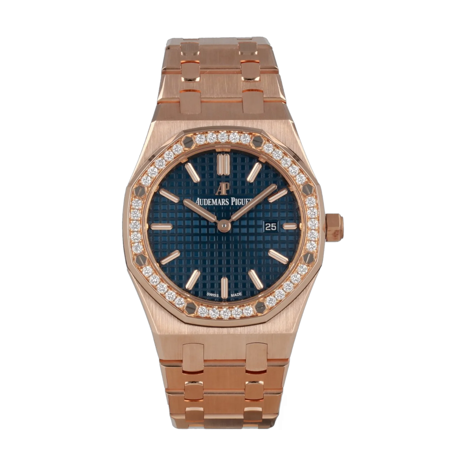 Royal Oak Quartz 33mm Rose Gold & Stainless Steel with Zircon