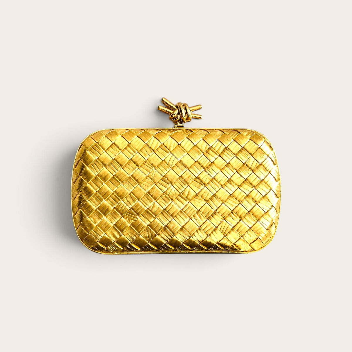 Bottega Veneta Knot Clutch Bag Gold