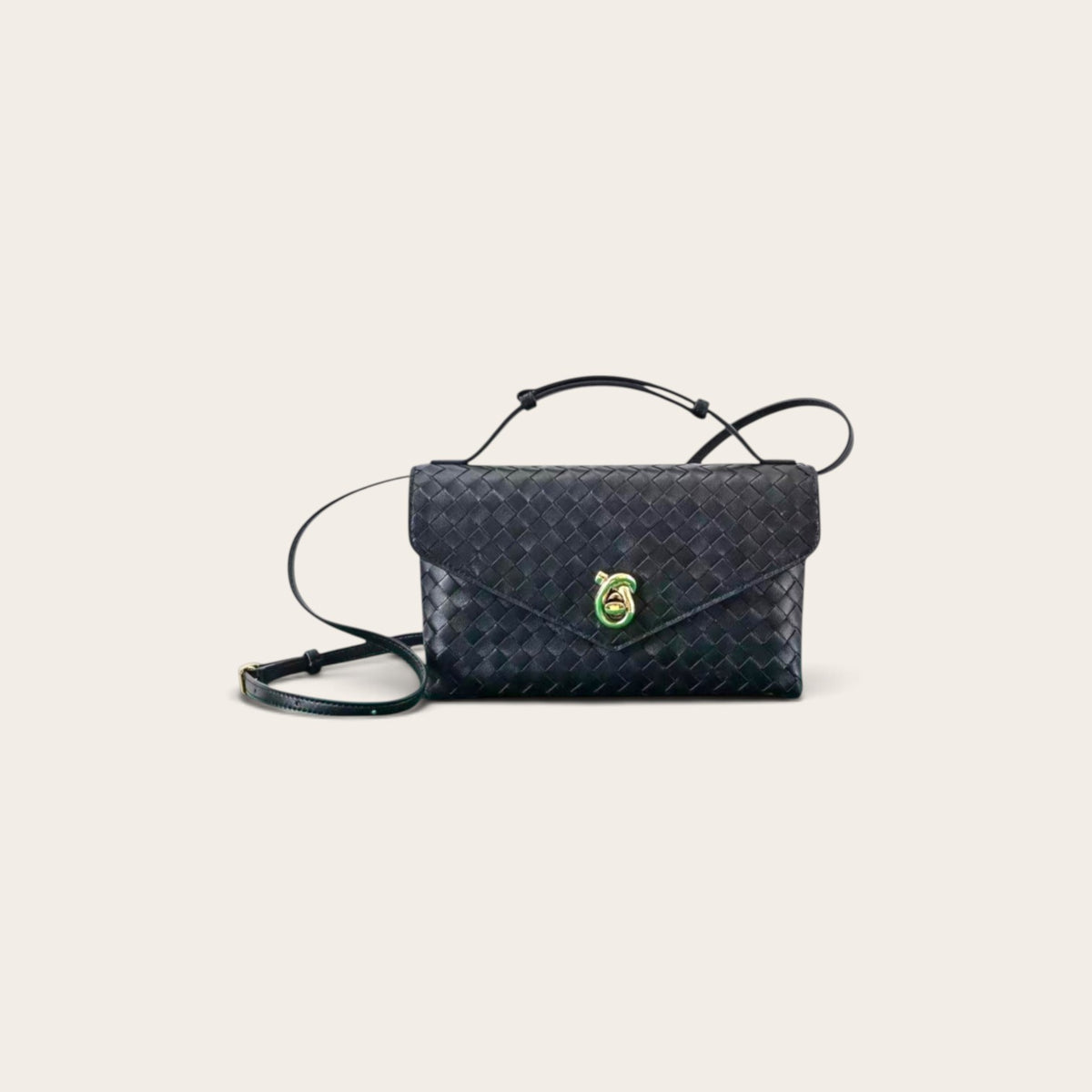 Bottega Veneta Intrecciato Knot Lock Crossbody Bag Dark Brown