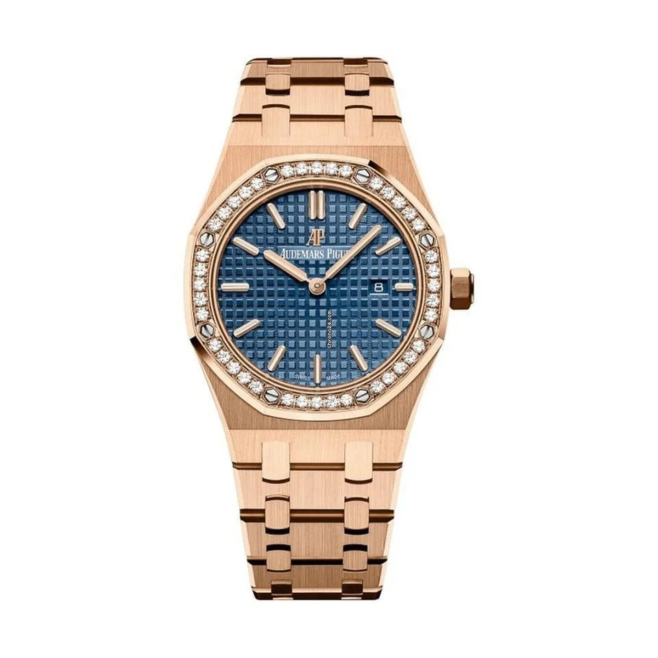 Royal Oak Quartz 33mm Rose Gold & Stainless Steel with Zircon