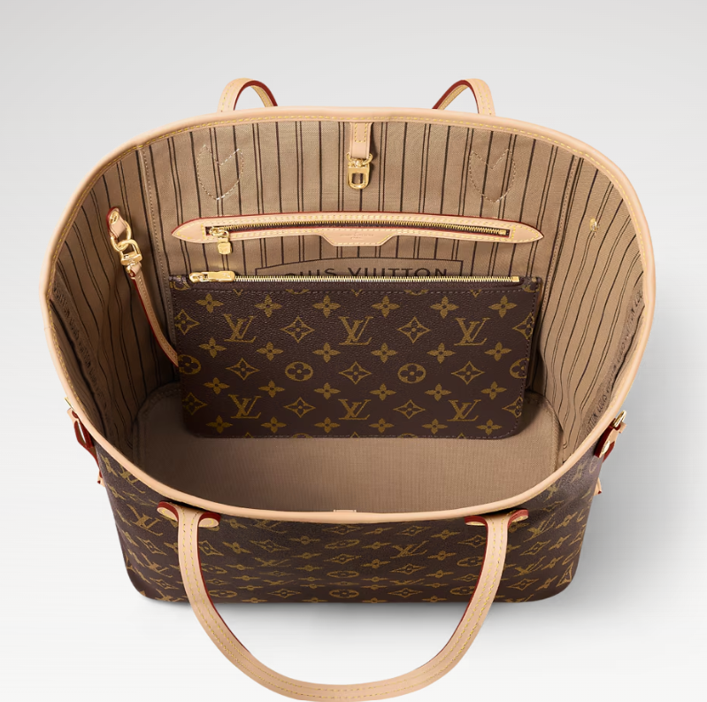 Louis Vuitton Neverfull MM Beige interior view