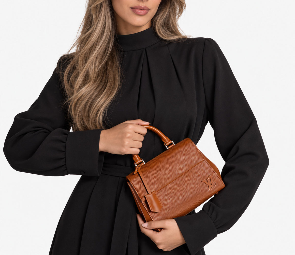 Louis Vuitton Cluny Mini Tan carried by model