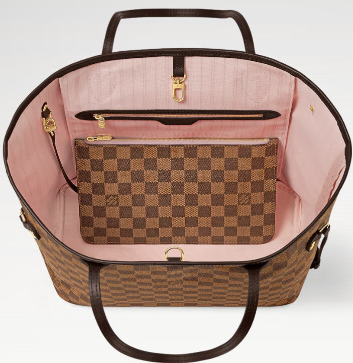 Louis Vuitton Neverfull MM Damier Ebene Rose Ballerine interior