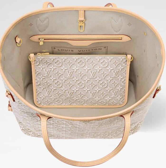 Louis Vuitton Neverfull MM Monogram Embleme Peuplier interior view