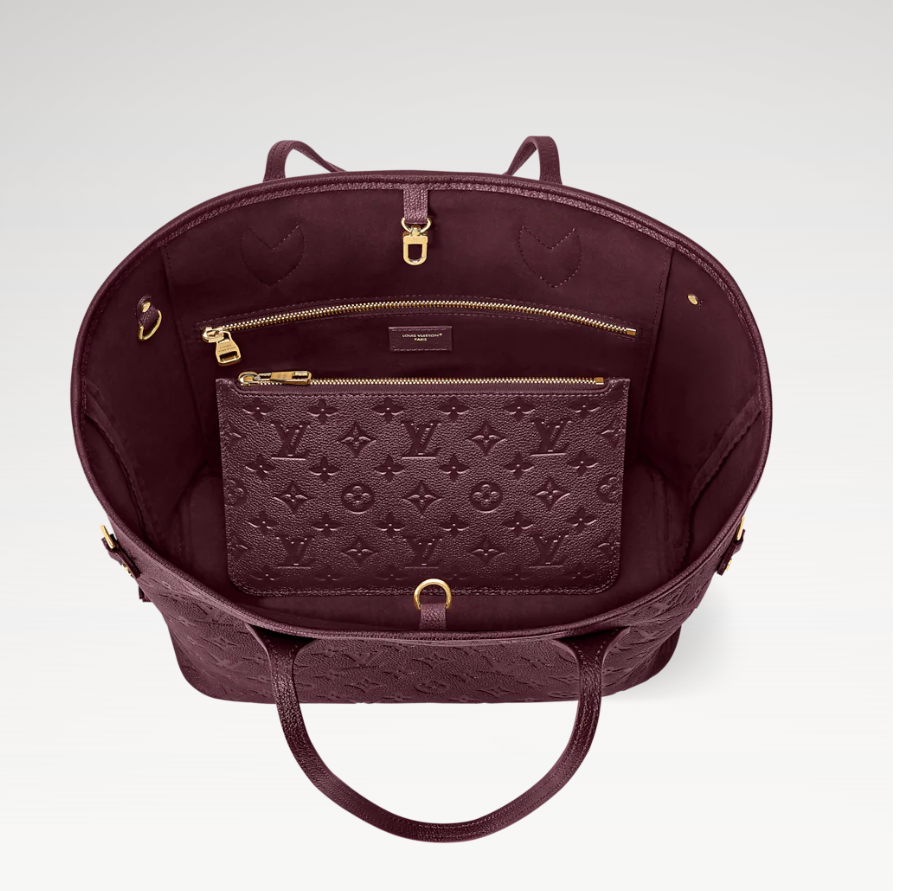 Louis Vuitton Neverfull MM Monogram Empreinte Grenat interior view