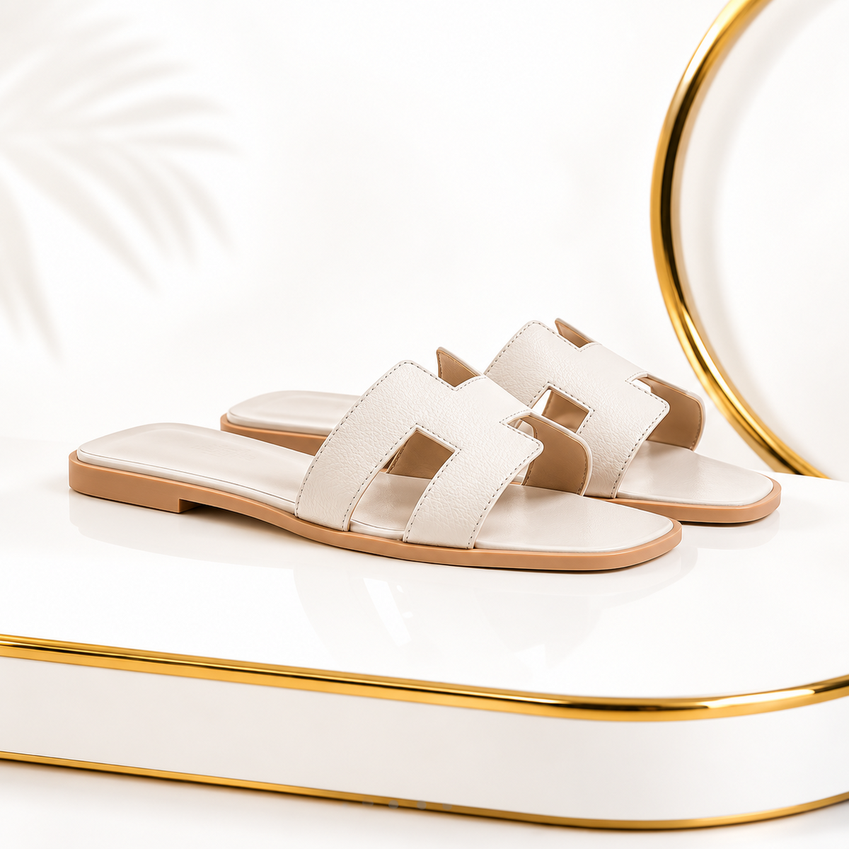 Hermès Oran Blanc Epsom leather sandals