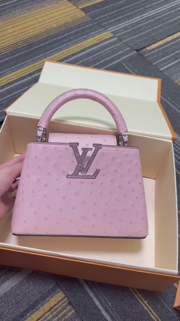Louis Vuitton Capucines Mini Bag – Pink Ostrich-Embossed Leather