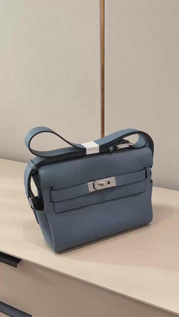 Kelly Style Togo Leather Handbag – Blue