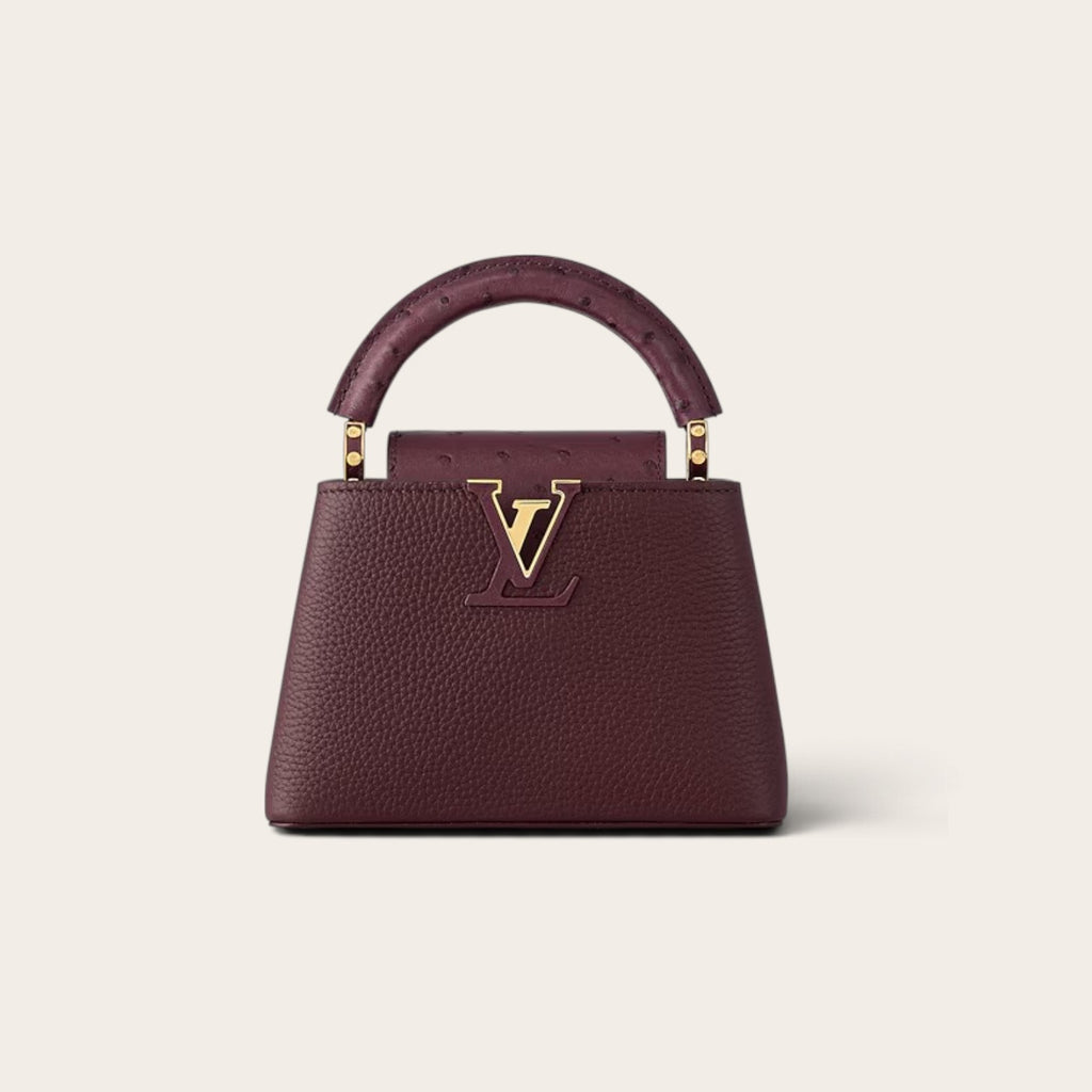 Louis Vuitton Capucines Mini – Burgundy Ostrich with Gold Hardware image 1