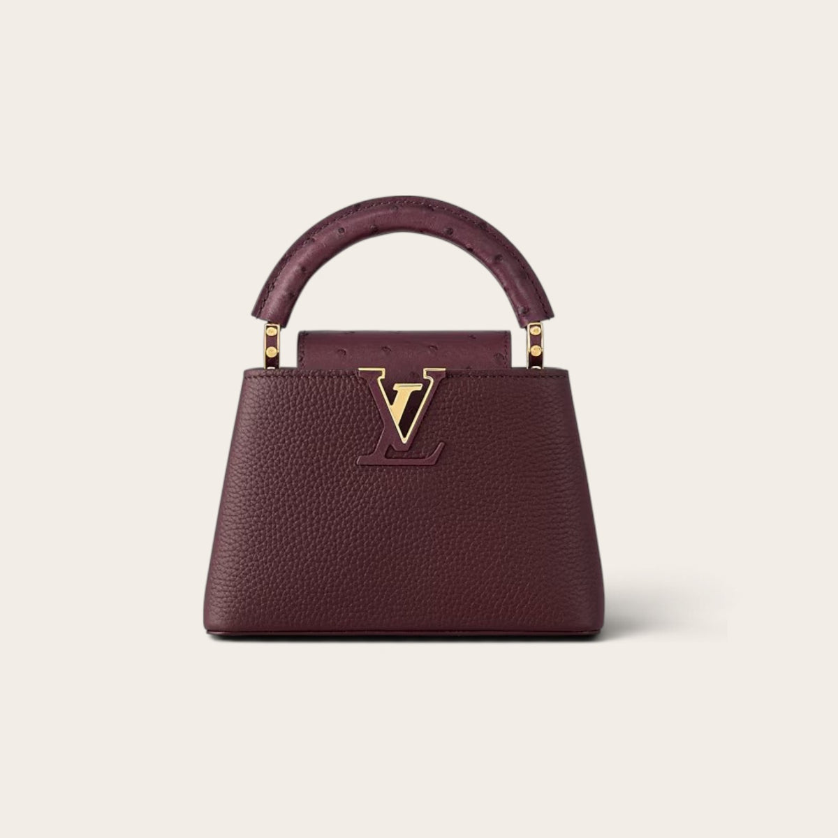 Louis Vuitton Capucines Mini – Burgundy Ostrich with Gold Hardware image 1