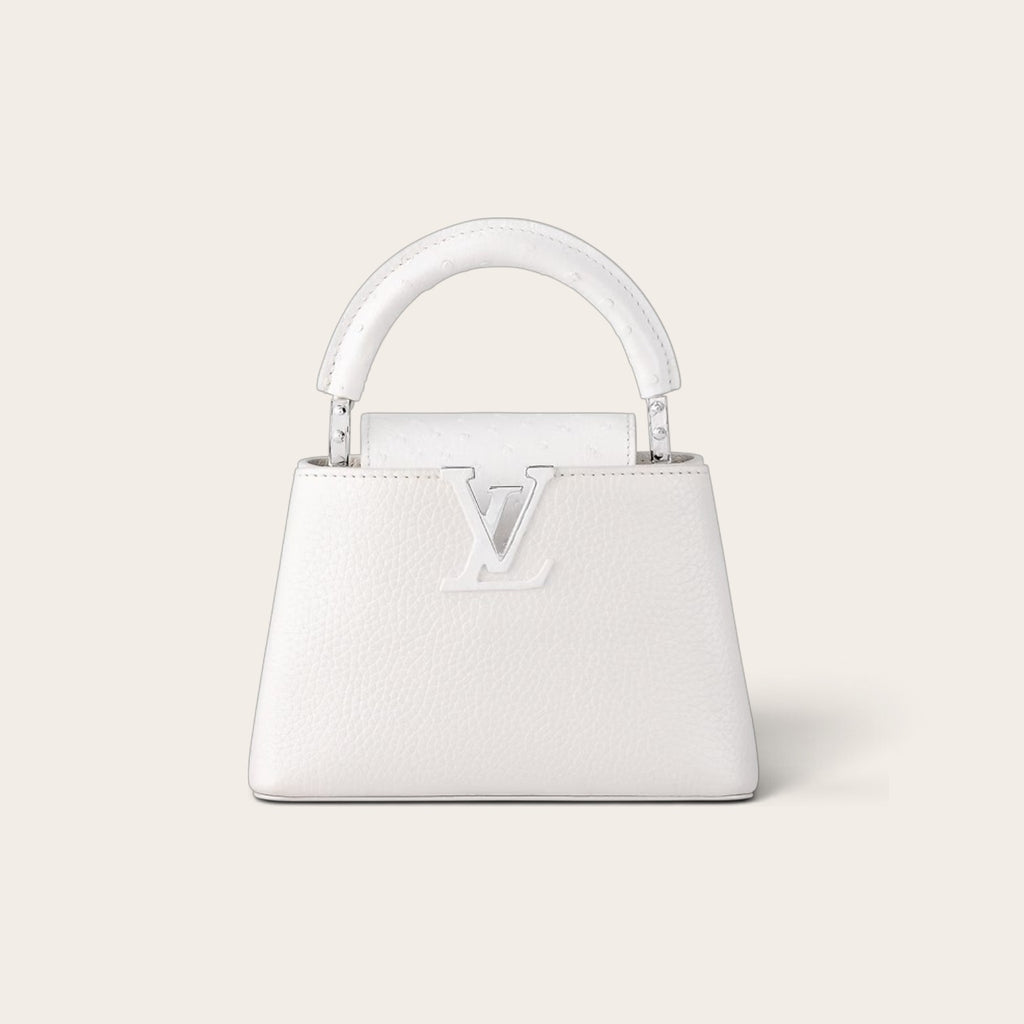 Louis Vuitton Capucines Mini – White Ostrich with Silver Hardware image 1