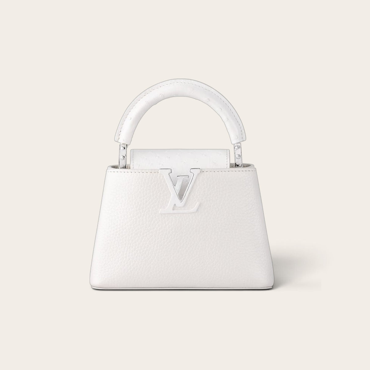 Louis Vuitton Capucines Mini – White Ostrich with Silver Hardware image 1
