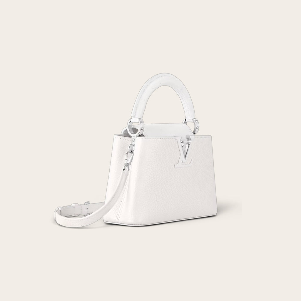 Louis Vuitton Capucines Mini – White Ostrich with Silver Hardware image 2