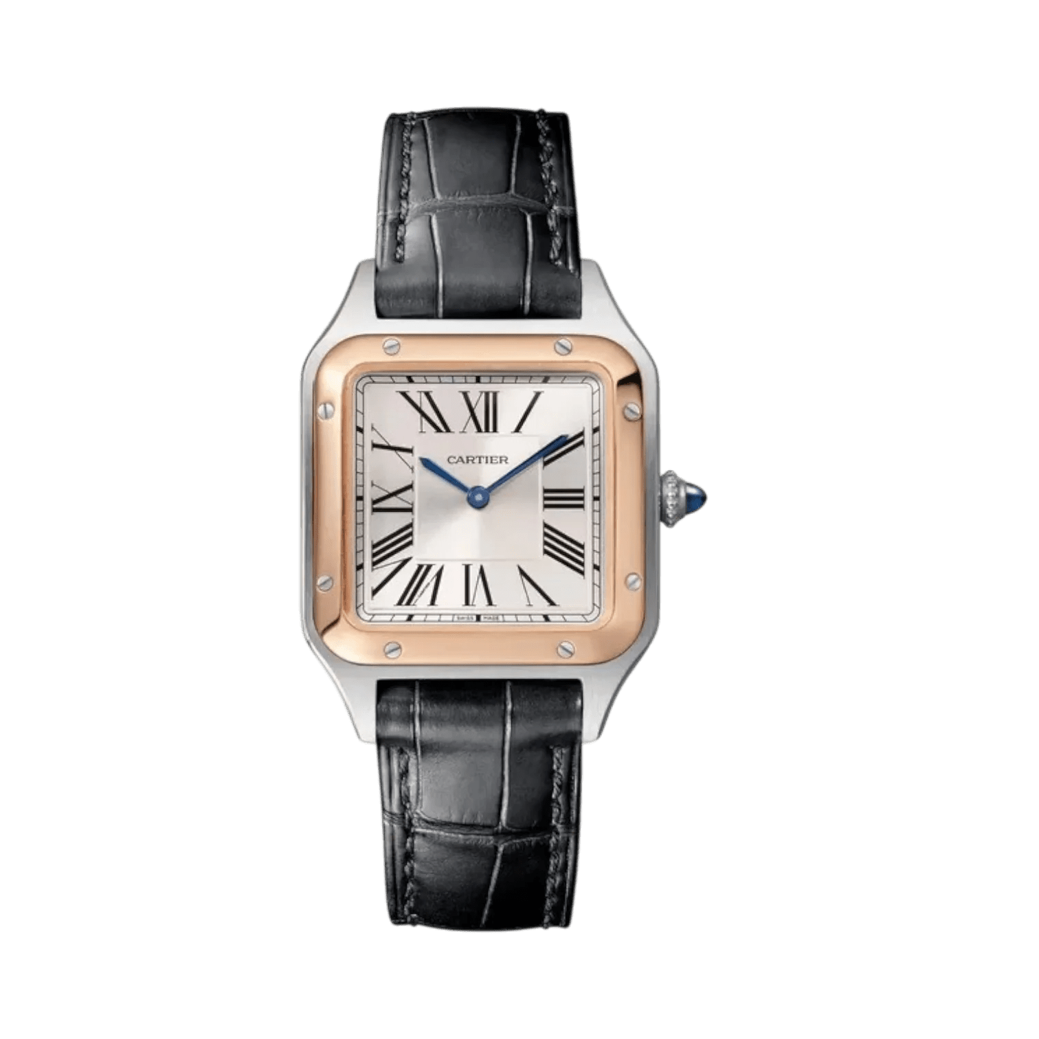Santos-Dumont Watch 35mm Rose Gold with Black Leather Strap